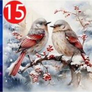 Red Grey Birds Berries Diamond Painting Kits Art Set 20 X 20 cm New!!